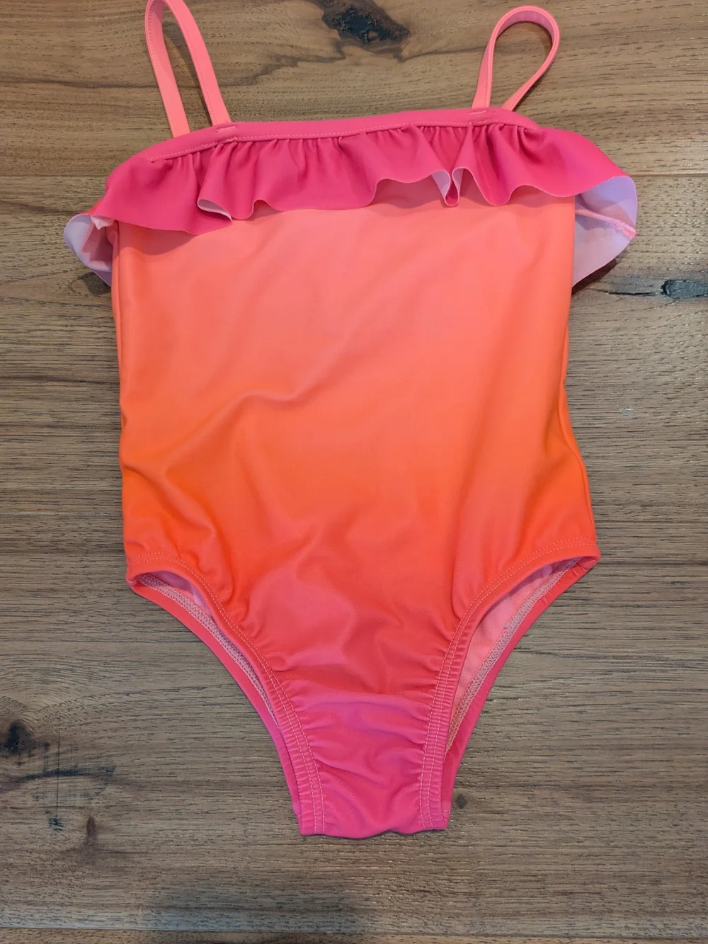 Old Navy Girls' Pink Orange Gradient and Floral One-Piece Swimsuit Set